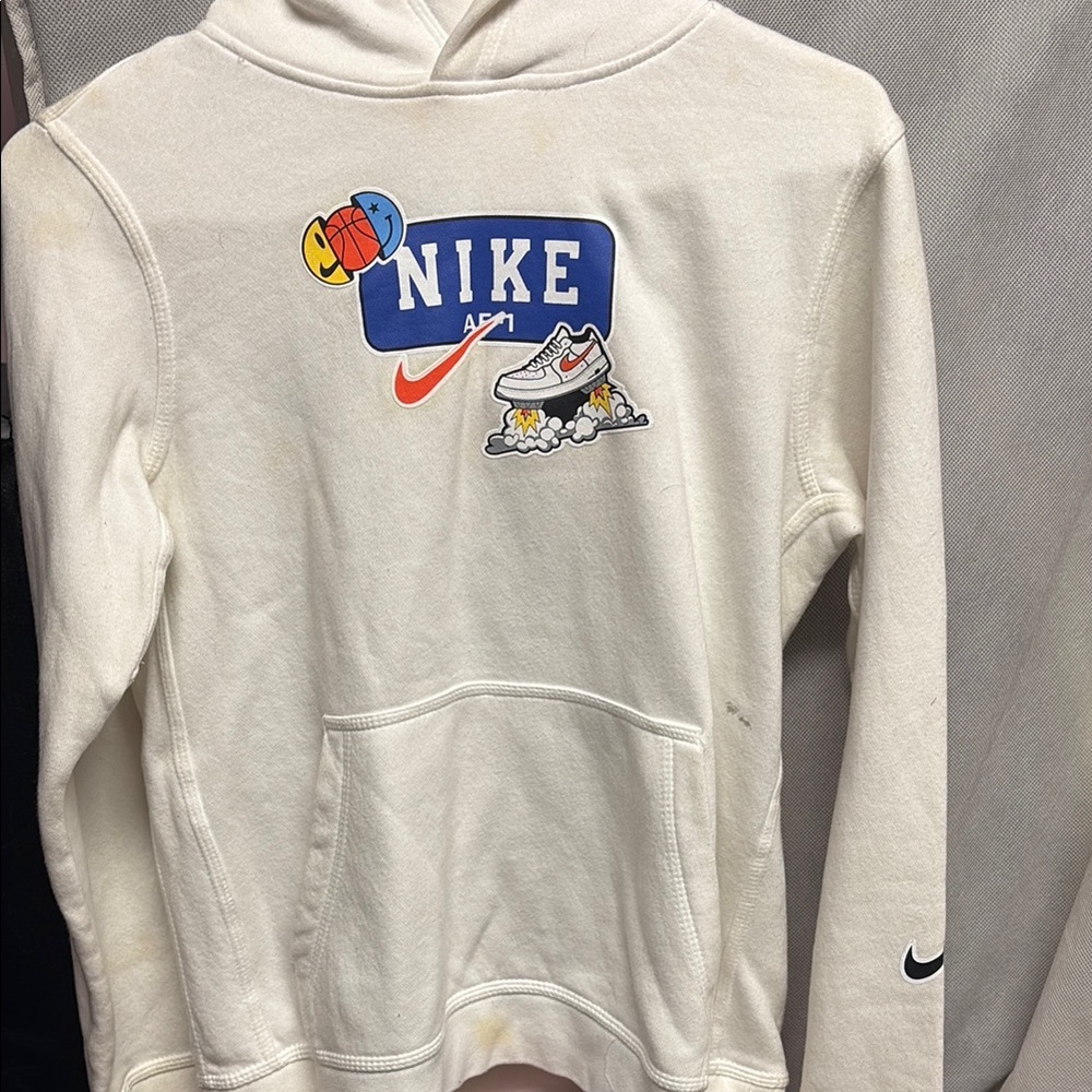 Nike AF1 White Hoodie with Graphic Design